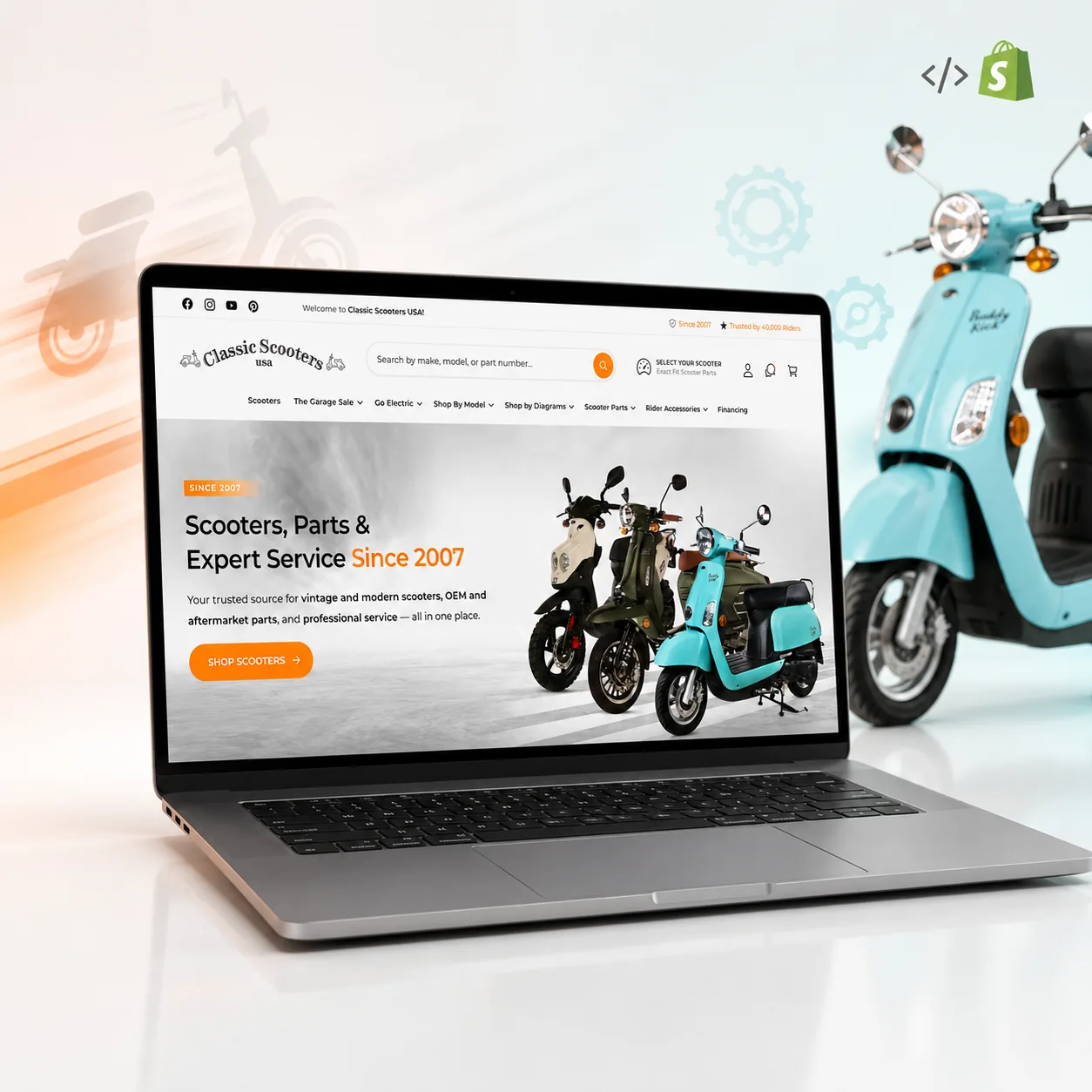 Classic Scooters Shopify storefront — Kartlyx ecommerce portfolio