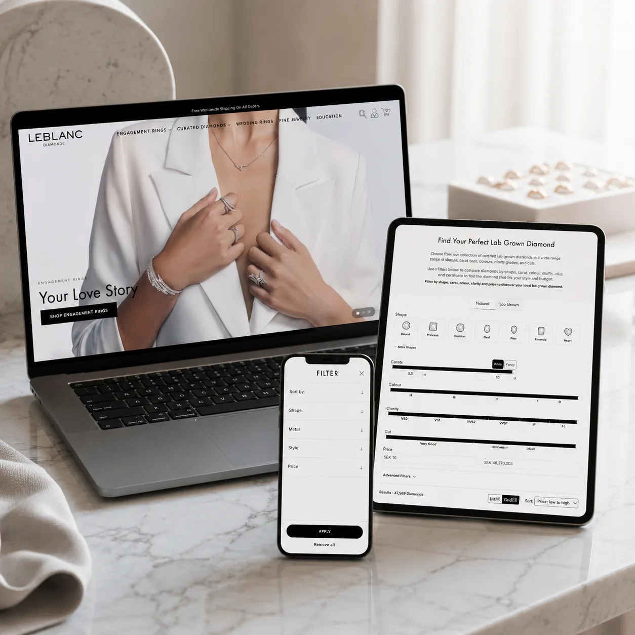 LeBlanc Shopify storefront — Kartlyx ecommerce portfolio